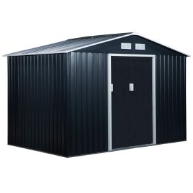 9' x 6' Metal Storage Shed - Dark Gray, Garden Tool House, 2 Sliding Doors, 4 Air Vents, Ideal for Backyard, Patio & Lawn | Shop