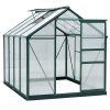 6'x8'x7' Walk-In Garden Greenhouse, Heavy Duty Outdoor Aluminum Green House Kit w/ Rain Gutter, Vent & Door for Backyard Garden, Dark Green