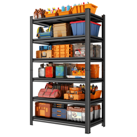 Garage Shelving Units 2400LBS Heavy Duty Storage Shelves Adjustable Metal Shelf 6 Tier Garage Storage Rack for Kitchen, Laundry Room, Industrial