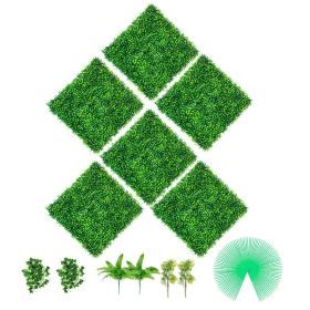 VEVOR Artificial Boxwood Panels, 6 PCS 20"x20" Boxwood Hedge Wall Panels, PE Artificial Grass Backdrop Wall 1.6"
