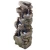VEVOR Outdoor Water Fountain, 38.98 in Height Fountain and Waterfall, 7-Tier Floor Standing Rock-Shaped Cascading Fountains with LED Light and Pump