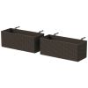 2 Pack 20 Inch Railing Flower Pots, Hanging Flower Pots with Hooks, Drainage Holes for Fence, Rattan Look, Brown