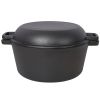3 in 1 Pre-Seasoned Cast Iron Dutch Oven, Outdoor Camping Deep Pot