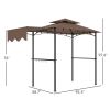 8' x 5' Outdoor Grill Gazebo, Barbecue Gazebo Shelter with Side Awning, 2 Side Shelves and 6 Hooks, Brown