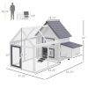 65 Chicken Coop Wooden House Rabbit Hutch Poultry Cage Hen Pen Nesting Box Ramp Run Patio Backyard Garden Gray White