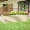 8x2x2ft Galvanized Raised Garden Bed Kit with Safety Edging for Flowers, Herbs and Vegetables, Cream White