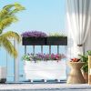 2 Pack 20 Inch Railing Flower Pots, Hanging Flower Pots with Hooks, Drainage Holes for Fence, Rattan Look, Black