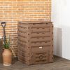 Outdoor Compost Bin, 120 Gallon (450L), with 80 Vents and 2 Sliding Doors, Snap-On Lid, Fast Creation of Fertile Soil, Brown