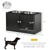 Raised Pet Feeding Storage Station with 2 Stainless Steel Bowls Base for Large Dogs and Other Large Pets Black