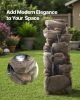 VEVOR Outdoor Water Fountain, 38.98 in Height Fountain and Waterfall, 7-Tier Floor Standing Rock-Shaped Cascading Fountains with LED Light and Pump