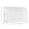10' x 5' x 7' Lean-to Walk-in Greenhouse, White PE Cover, with 2 Roll-up Doors, Windows & 3 Wire Shelves, Plant Nursery