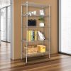 5 Tier Rectangular Metal Storage Rack Silver Gray Heavy Duty Carbon Steel Shelving Unit Adjustable Freestanding Organizer for Kitchen Garage Pantry Ba