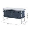 47" Aluminum Portable Camping Table, Folding Picnic Table with Handle & Storage, Silver