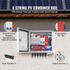 VEVOR PV Combiner Box, 6 String, Solar Combiner Box with 15A Rated Current Fuse 125A Circuit Breaker Lightning Arrester and Solar Connector