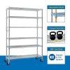 6 Tier Removable and Freely Adjustable NSF Certified Wire Shelving Unit with Wheels Heavy Duty Metal Storage Rack for Kitchen Garage Pantry Commercial