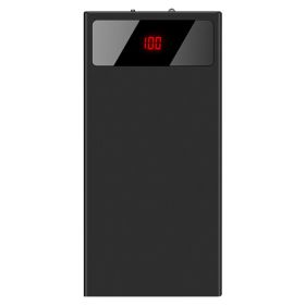 1Pc 20000mAh Power Bank Ultra-thin Phone Charger Dual USB Port Flashlight Battery Remain Display (Option: Black)