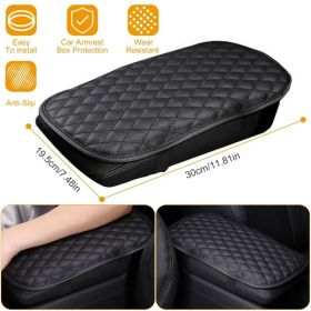 Car Armrest Pad Cover PU Leather Auto Center Console Seat Box Cover Protector Car Accessories Armrest Cushion Pad (Option: Black)