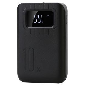 1Pc 1W MAh Portable Power Bank External Battery Pack Charger Dual USB Charge Interface With LCD Display Flashlight Type C Micro USB Lightning Inp (Option: Black)