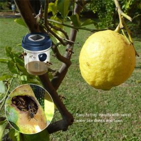 1pc Solar Power Wasp Trap Hanging; Outdoor Bee Trap With UV LED Light; Reusable Trapping Bucket For Insects (Color: Blue, Quantity: 3pcs)