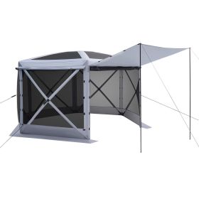 VEVOR Pop up Gazebo Screen Tent, 12 x 12 ft Large 6-Sided Camping Canopy Tent with Removable Top & Carry Bag, Quick-Set & Bite-Proof (Color: Gray, size: 12 x 12 ft)