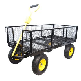 Wagon Cart Garden cart trucks make it easier to transport firewood (Color: Black)