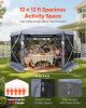 VEVOR Pop up Gazebo Screen Tent, 12 x 12 ft Large 6-Sided Camping Canopy Tent with Removable Top & Carry Bag, Quick-Set & Bite-Proof